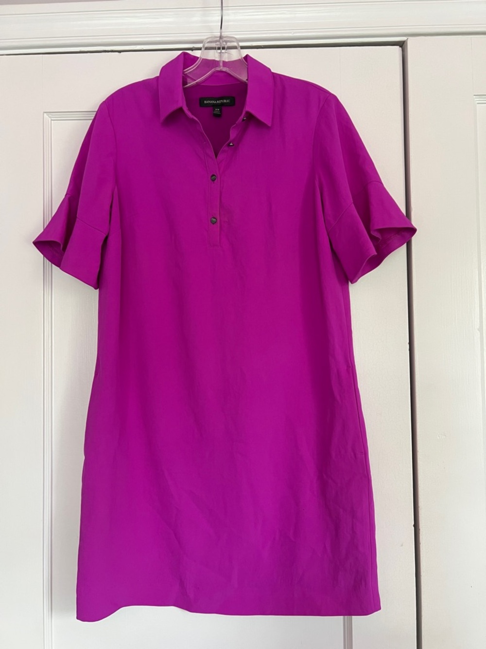 Banana Republic Magenta Flutter Sleeve Dress